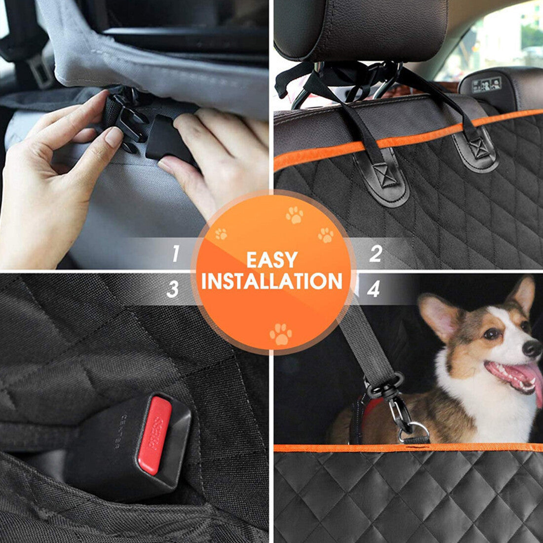 Quick installation with headrest straps